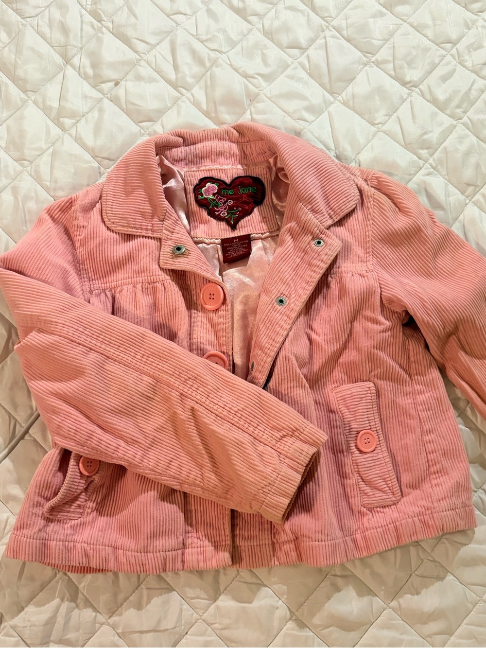 Me Jane Pink Corduroy Button-Front Girls' Jacket